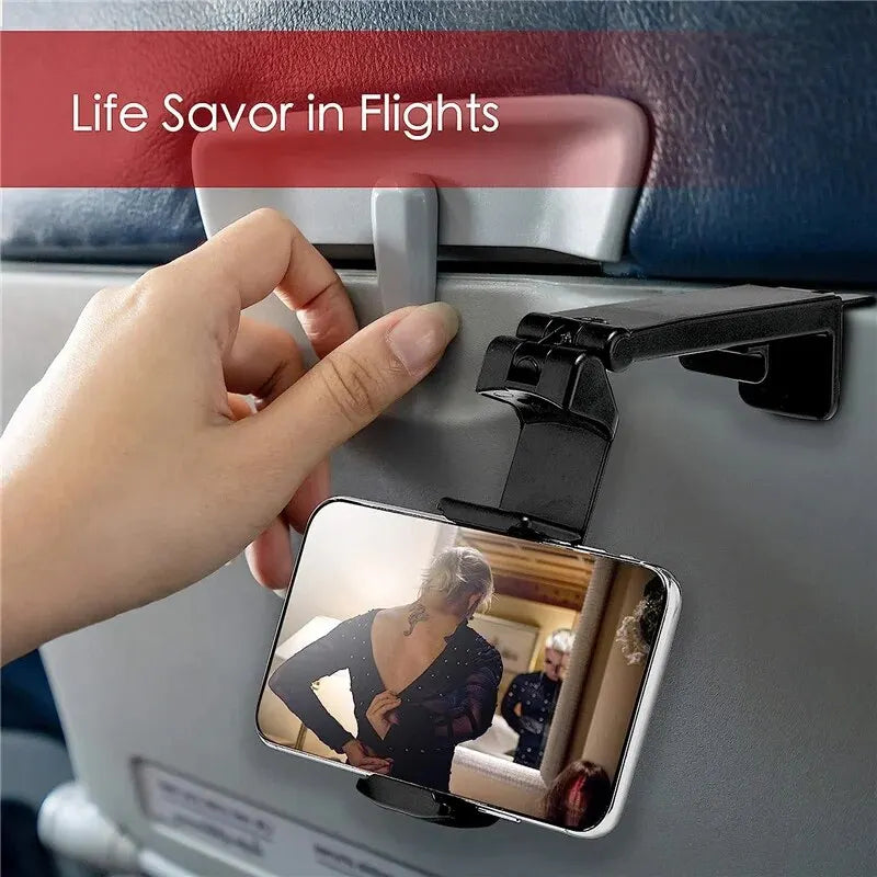 Airplane Phone Holder Portable Travel Stand Desk Flight Foldable Adjustable Rotatable Selfie Holding Train Seat Stand Support