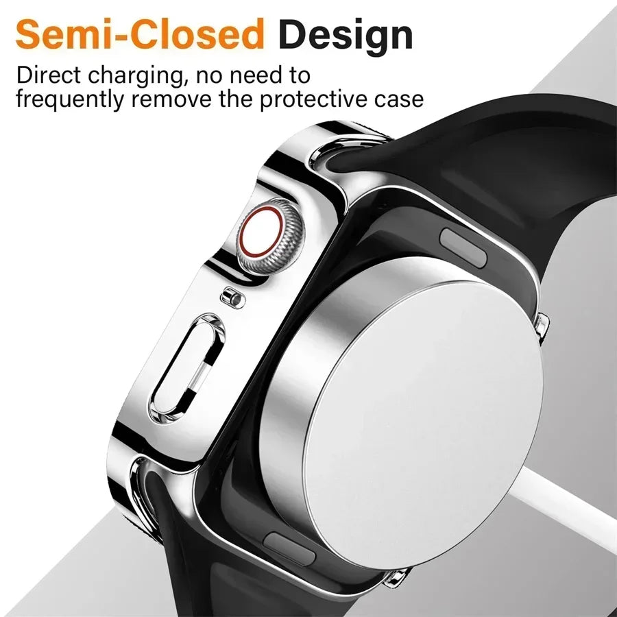 Waterproof Case for Apple Watch 7 8 9 45mm 41mm Screen Protector Glass+Cover Bumper Tempered iWatch 5 SE 6 44mm 40mm Accessories