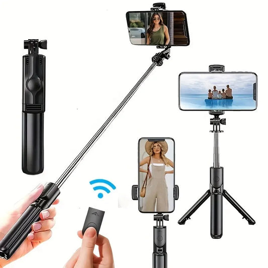 Expandable 3-in-1 Selfie Stick Tripod With Detachable BT Wireless Remote Compatible With Most Of Phones Lightweight Tripod Stand