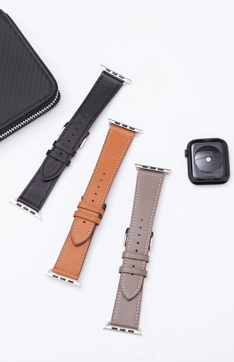 Leather Watch Straps for Apple Watch band 46mm 44mm 49mm 45mm 42mm 40mm 38/41mm bracelet iWatch series 10-Ultra 9-8-7-6-5-4-3-SE