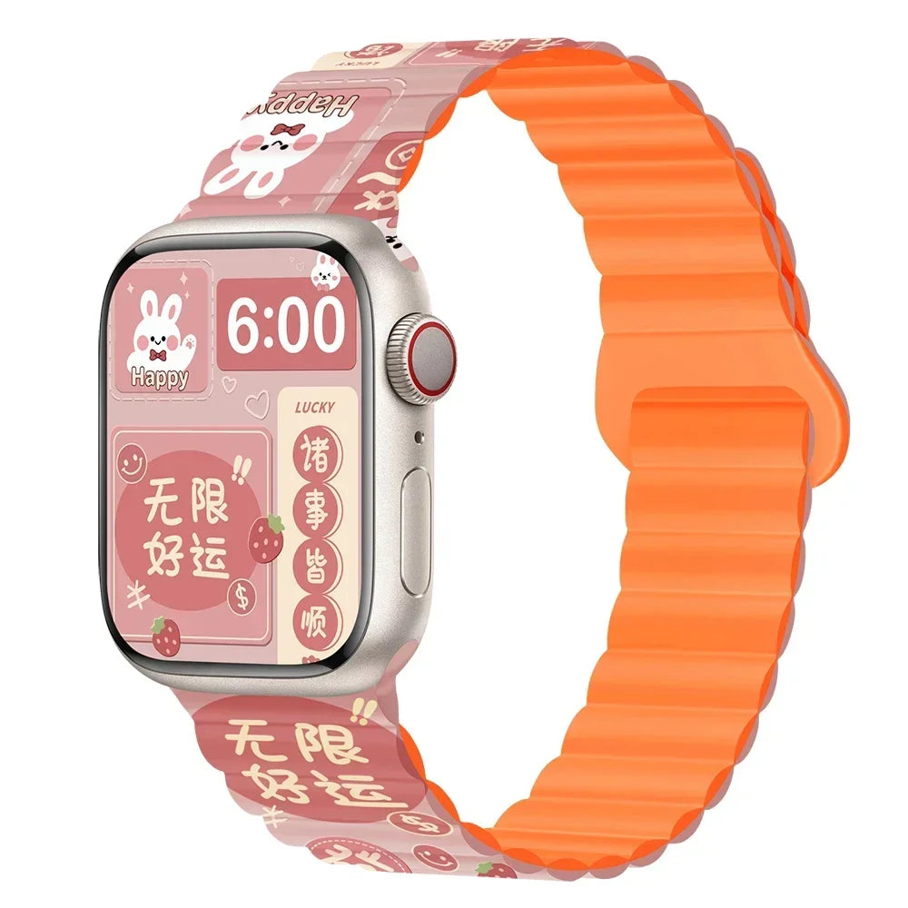 Magnetic Strap For Apple Watch Bands 45mm 38mm 49mm 40mm 42mm 41mm Silicone Sport Bracelet iWatch Series ultra 9 6 5 7 8 se 44mm