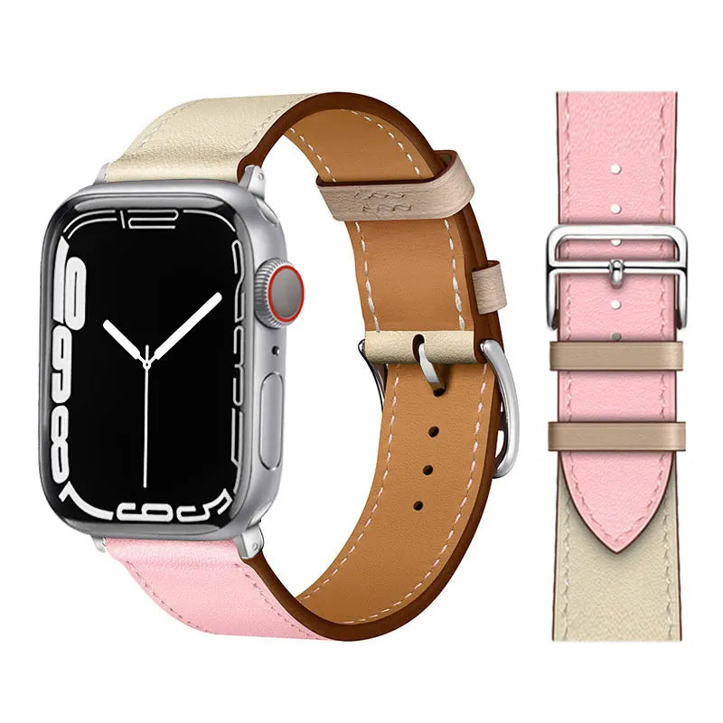 Leather Watch Straps for Apple Watch band 46mm 44mm 49mm 45mm 42mm 40mm 38/41mm bracelet iWatch series 10-Ultra 9-8-7-6-5-4-3-SE