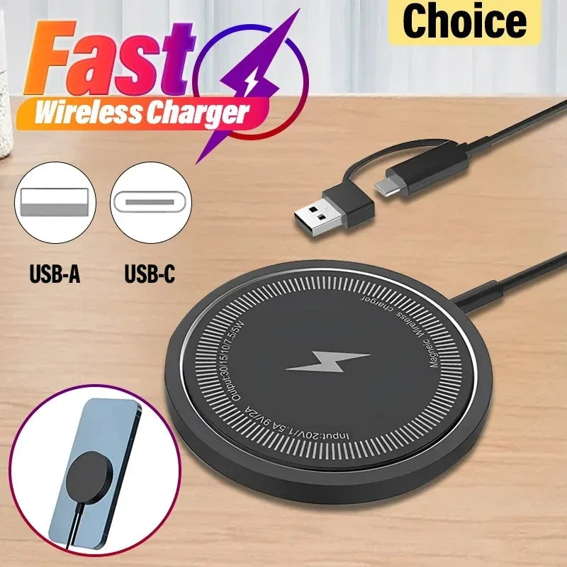 VIKEFON Magnetic Wireless Charger Fast Wireless Charging Pad Stand for iPhone 15 14 13 12 Pro Max Mini Type C  Phone Charger