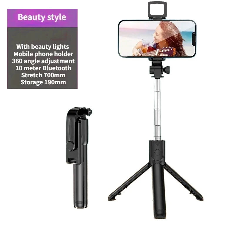 Selfie Stick Wireless Tripod Stand with Light Bluetooth Remote Extendable Tripod for iPhone Mobile Phone Tiktok Live Streaming