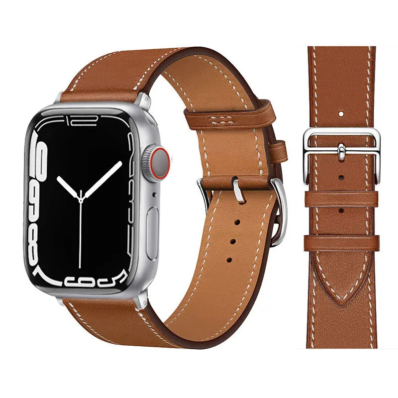 Leather Watch Straps for Apple Watch band 46mm 44mm 49mm 45mm 42mm 40mm 38/41mm bracelet iWatch series 10-Ultra 9-8-7-6-5-4-3-SE