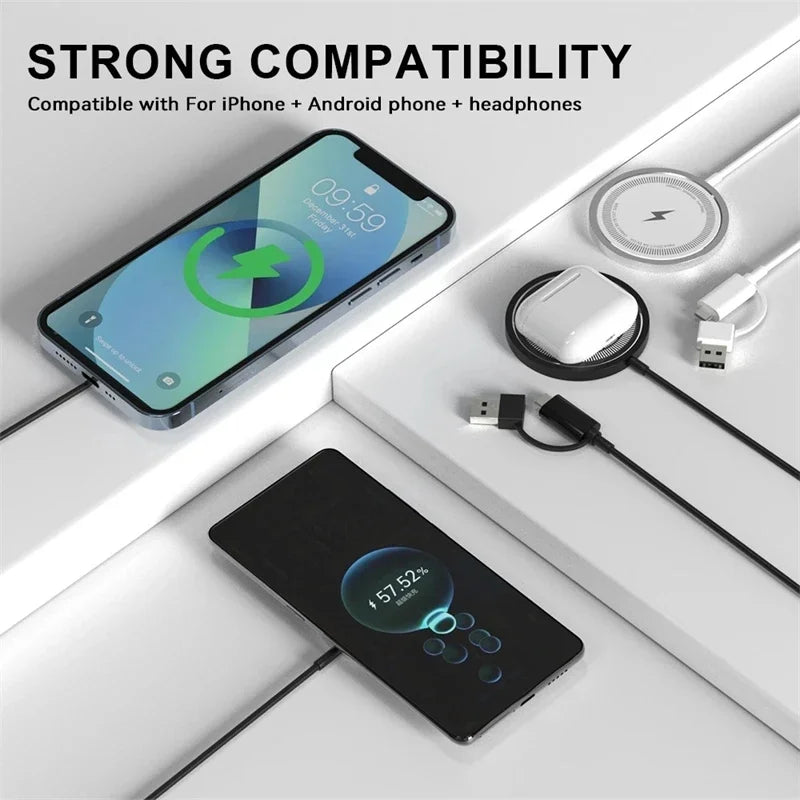 VIKEFON Magnetic Wireless Charger Fast Wireless Charging Pad Stand for iPhone 15 14 13 12 Pro Max Mini Type C  Phone Charger