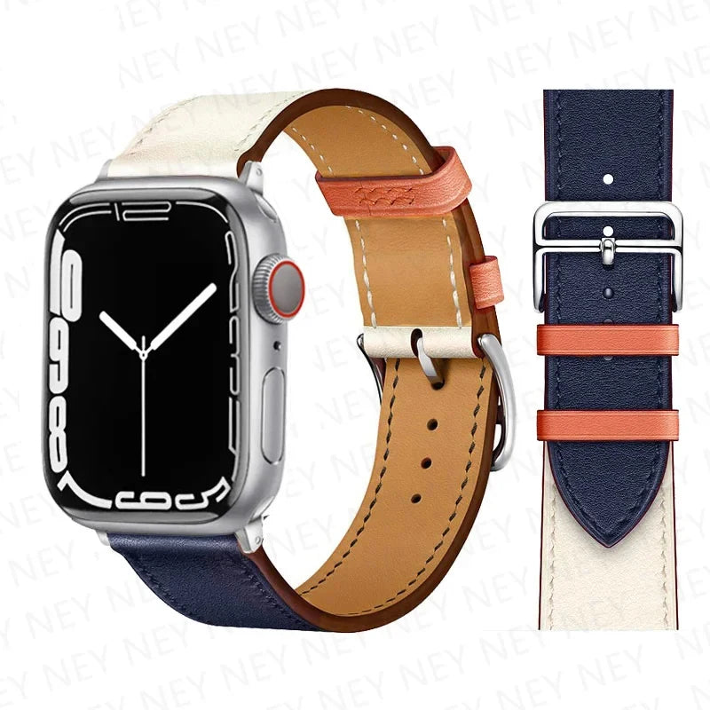 Leather Watch Straps for Apple Watch band 46mm 44mm 49mm 45mm 42mm 40mm 38/41mm bracelet iWatch series 10-Ultra 9-8-7-6-5-4-3-SE