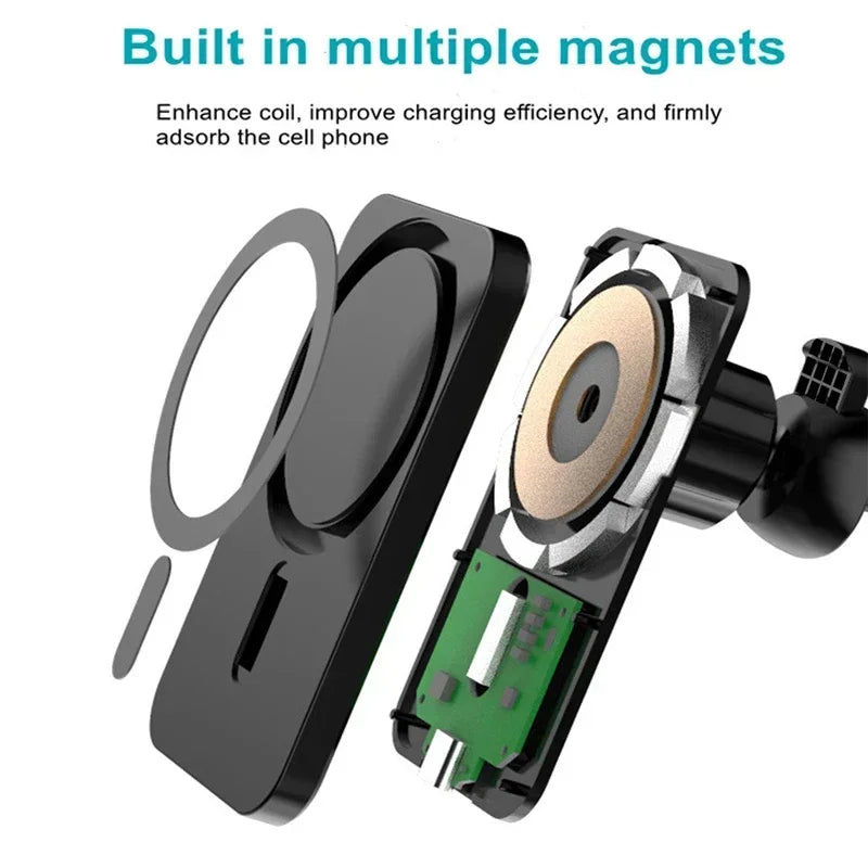 Mini Car Magnetic Wireless Charger For Magsafe iPhone 16 15 14 13 12 Pro Max Car Phone Holder Stand Mount Fast Charging Station