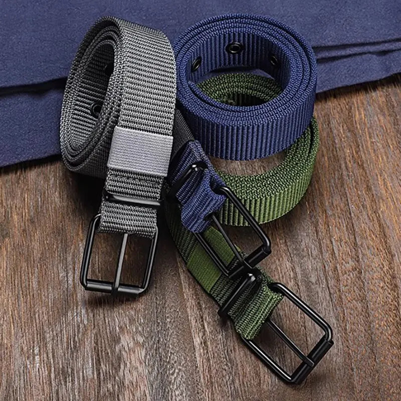 Men's Nylon Belt Porous Canvas Pin Buckle Belt Outdoor Sports Belt Women's Trendy Belt With Jeans Belt For Men Women