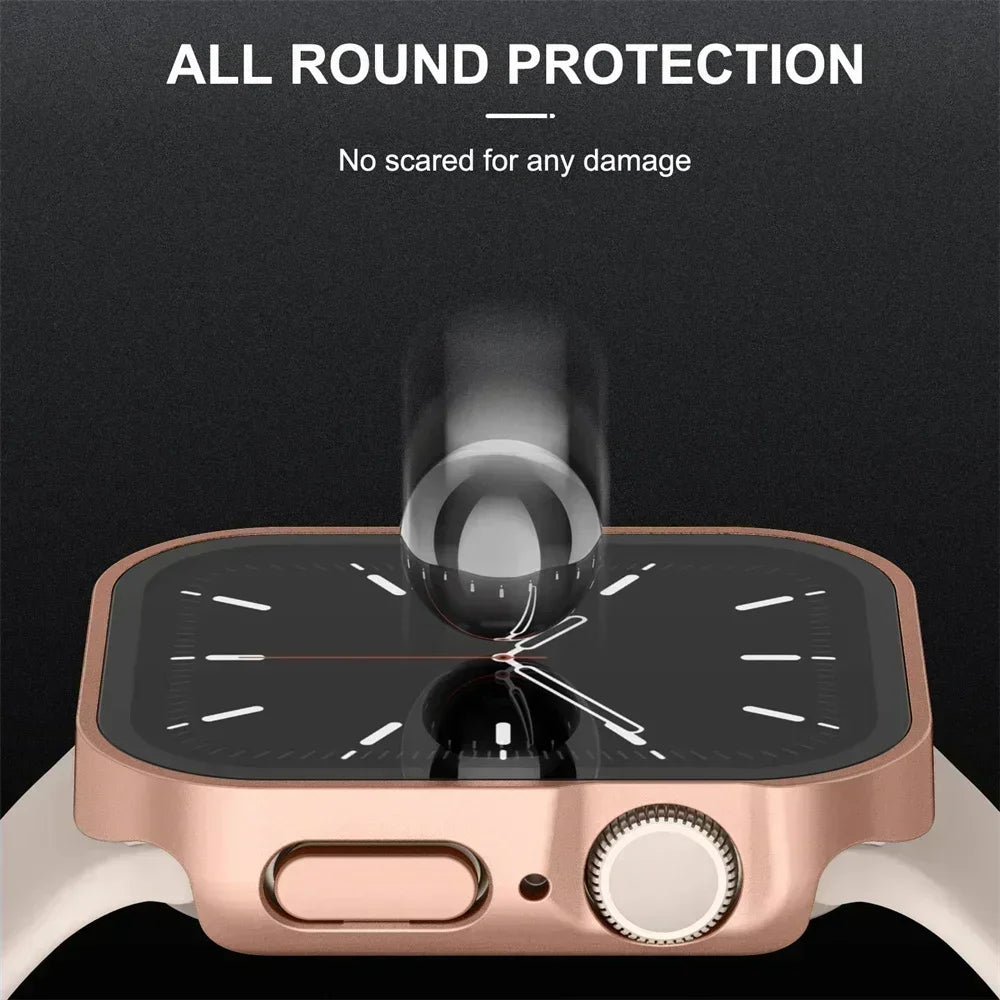 Waterproof Case for Apple Watch 7 8 9 45mm 41mm Screen Protector Glass+Cover Bumper Tempered iWatch 5 SE 6 44mm 40mm Accessories