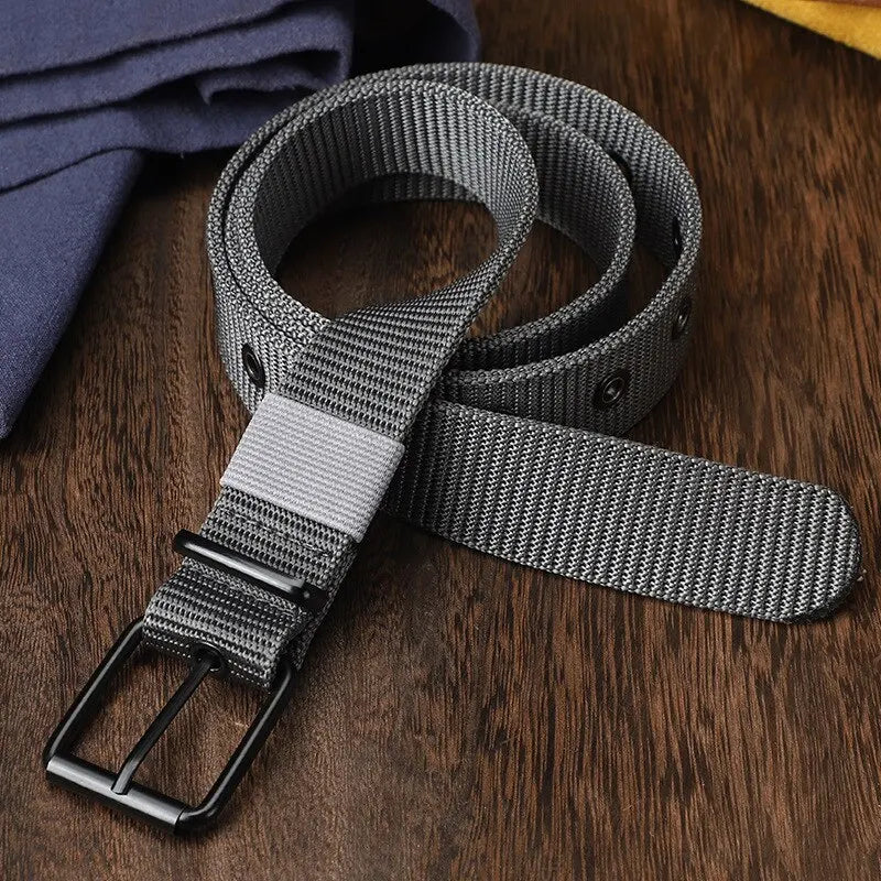 Men's Nylon Belt Porous Canvas Pin Buckle Belt Outdoor Sports Belt Women's Trendy Belt With Jeans Belt For Men Women